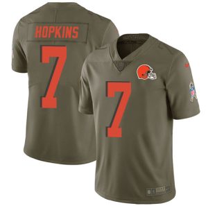 browns #7 dustin hopkins olive men's stitched nfl limited 2017 salute to service wholesale jersey