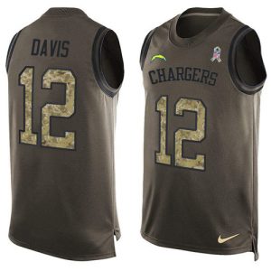 elite Chargers #12 Derius Davis Green Men's Stitched NFL Limited Salute To Service Tank Top Jersey