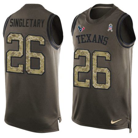 wholesale Texans #26 Devin Singletary Green Men's Stitched NFL Limited Salute To Service Tank Top Jersey