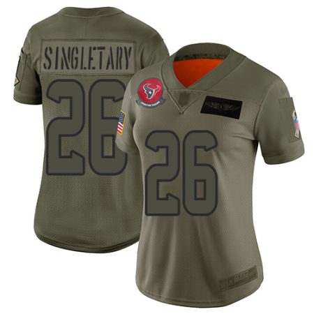 Texans #26 Devin Singletary Camo Women's Stitched NFL Limited 2019 Salute To Service Jersey