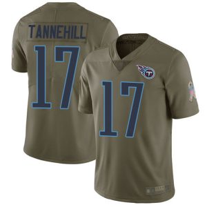 Titans #17 Ryan Tannehill Olive Youth Stitched NFL Limited 2017 Salute to Service Jersey