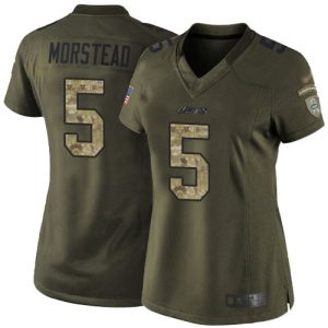 Jets #5 Thomas Morstead Green Women's Stitched NFL Limited 2015 Salute to Service Jersey