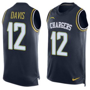 Chargers #12 Derius Davis Navy Blue Team Color Men's Stitched NFL Limited Tank Top Jersey