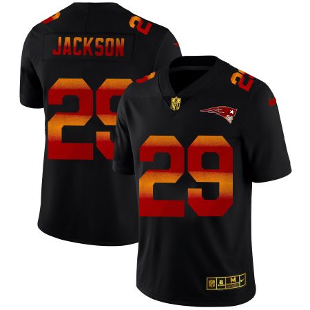 wholesale New England Patriots #29 J.C. Jackson Men's Black Red Orange Stripe Vapor Limited NFL Jersey