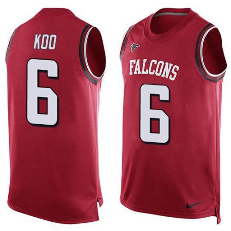 elite Falcons #6 Younghoe Koo Red Team Color Men's Stitched NFL Limited Tank Top Jersey