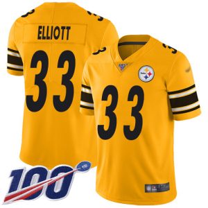 cheap Steelers #33 Jalen Elliott Gold Men's Stitched NFL Limited Inverted Legend 100th Season Jersey