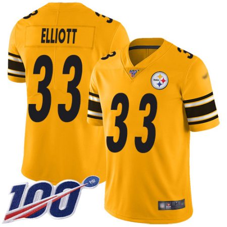 cheap Steelers #33 Jalen Elliott Gold Men's Stitched NFL Limited Inverted Legend 100th Season Jersey