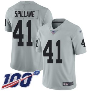 Raiders #41 Robert Spillane Silver Men's Stitched NFL Limited Inverted Legend 100th Season Jersey