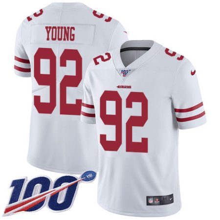 49ers #92 Chase Young White Youth Stitched NFL 100th Season Vapor Limited Jersey