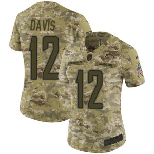 Chargers #12 Derius Davis Camo Women's Stitched NFL Limited 2018 Salute To Service Jersey