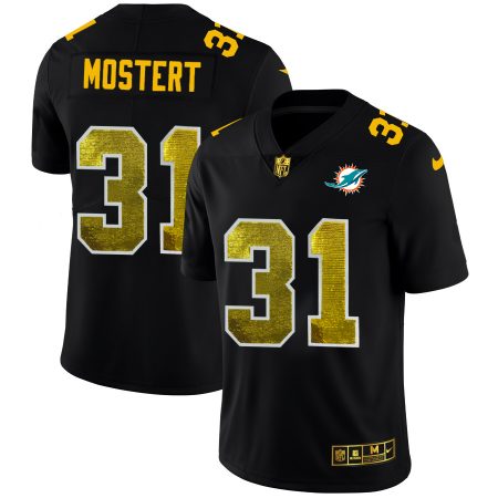 miami dolphins #31 raheem mostert men's black golden sequin vapor limited nfl elite jersey