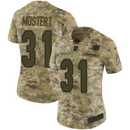 Dolphins #31 Raheem Mostert Camo Women's Stitched NFL Limited 2018 Salute To Service Jersey