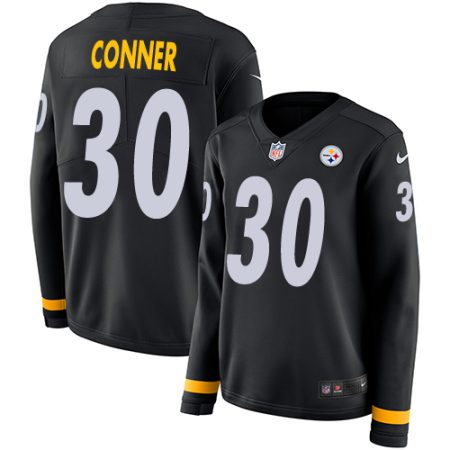 Steelers #33 Jalen Elliott Black Team Color Women's Stitched NFL Limited Therma Long Sleeve Jersey