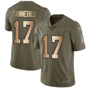 Titans #17 Ryan Tannehill Olive/Gold Men's Stitched NFL Limited 2017 Salute To Service Jersey