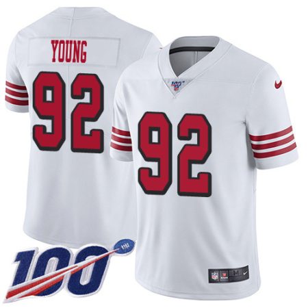 wholesale 49ers #92 Chase Young White Rush Men's Stitched NFL Limited 100th Season Jersey