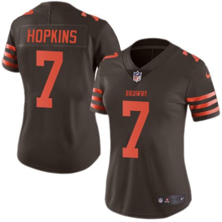 Browns #7 Dustin Hopkins Brown Women's Stitched NFL Limited Rush Jersey