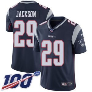 cheap Patriots #29 J.C. Jackson Navy Blue Team Color Youth Stitched NFL 100th Season Vapor Limited Jersey