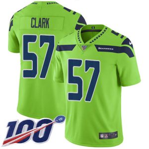 Seahawks #57 Frank Clark Green Men's Stitched NFL Limited Rush 100th Season Jersey