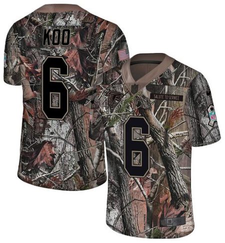 wholesale Falcons #6 Younghoe Koo Camo Stitched Youth NFL Limited Rush Realtree Jersey