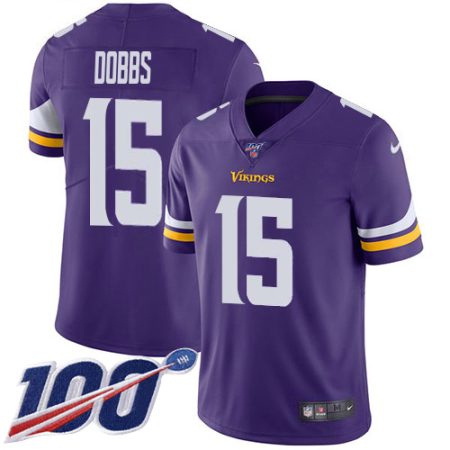 vikings #15 josh dobbs purple team color men's stitched nfl 100th season vapor untouchable limited elite jersey