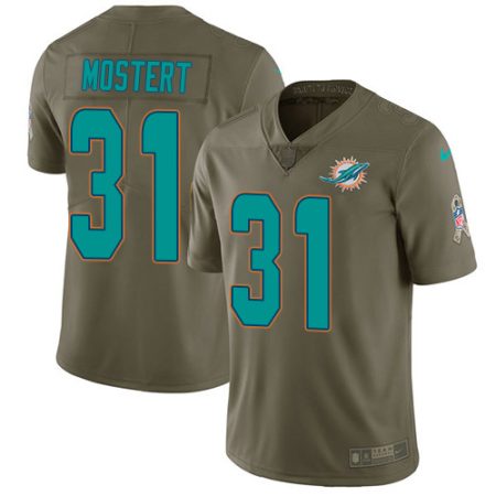 Dolphins #31 Raheem Mostert Olive Men's Stitched NFL Limited 2017 Salute to Service Jersey