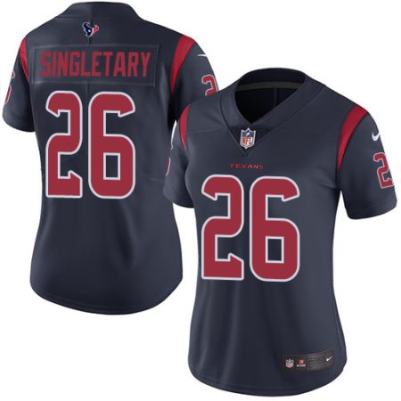 Texans #26 Devin Singletary Navy Blue Women's Stitched NFL Limited Rush Jersey