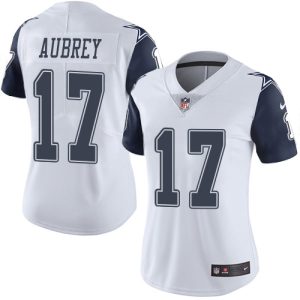 Cowboys #17 Brandon Aubrey White Women's Stitched NFL Limited Rush Jersey