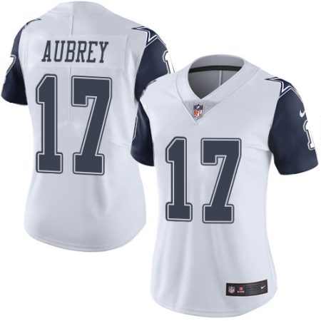 Cowboys #17 Brandon Aubrey White Women's Stitched NFL Limited Rush Jersey