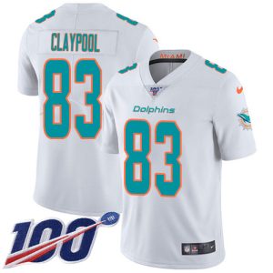 Dolphins #83 Chase Claypool White Men's Stitched NFL 100th Season Vapor Limited Jersey