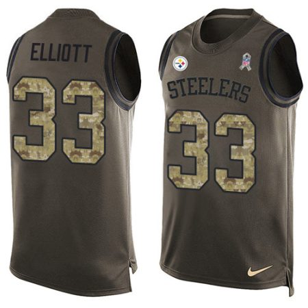 Steelers #33 Jalen Elliott Green Men's Stitched NFL Limited Salute To Service Tank Top Jersey