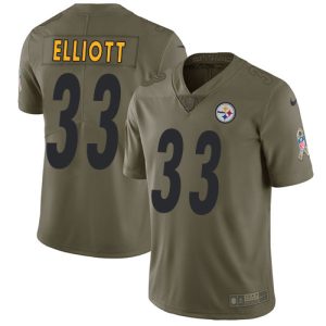 cheap Steelers #33 Jalen Elliott Olive Youth Stitched NFL Limited 2017 Salute to Service Jersey