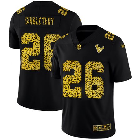 Houston Texans #26 Devin Singletary Men's Leopard Print Fashion Vapor Limited NFL Jersey Black