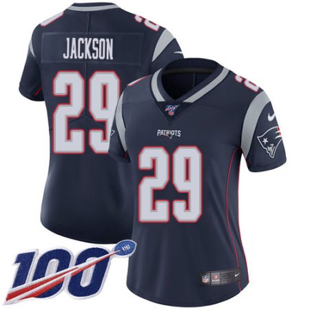 elite Patriots #29 J.C. Jackson Navy Blue Team Color Women's Stitched NFL 100th Season Vapor Limited Jersey