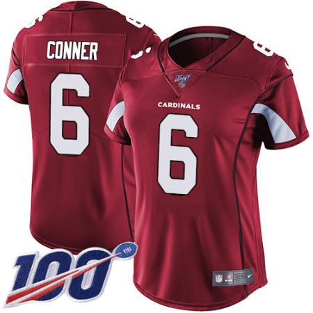 wholesale Cardinals #6 James Conner Red Team Color Women's Stitched NFL 100th Season Vapor Untouchable Limited Jersey