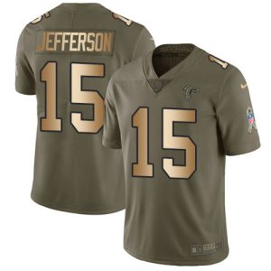 falcons #15 van jefferson olive/gold stitched youth nfl limited 2017 salute to service elite jersey