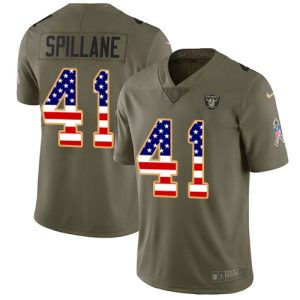 cheap Raiders #41 Robert Spillane Olive/USA Flag Youth Stitched NFL Limited 2017 Salute To Service Jersey