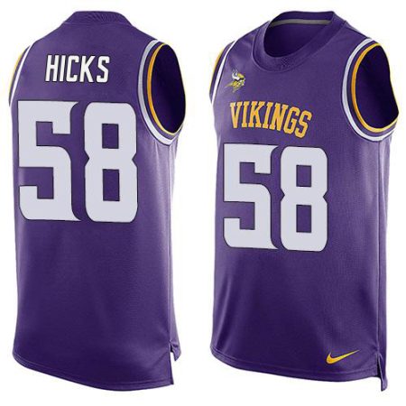 wholesale Vikings #58 Jordan Hicks Purple Team Color Men's Stitched NFL Limited Tank Top Jersey