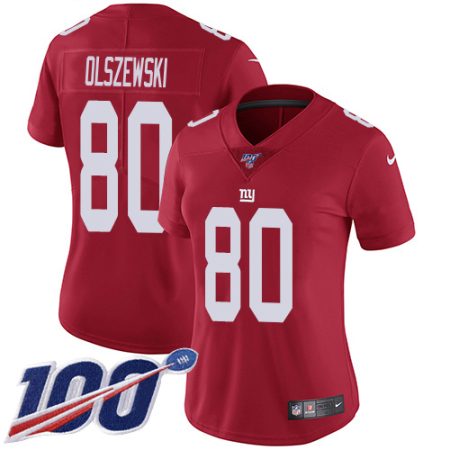 Giants #80 Gunner Olszewski Red Alternate Women's Stitched NFL 100th Season Vapor Untouchable Limited Jersey