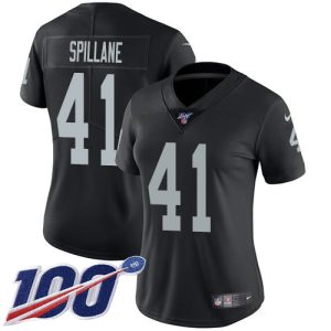 wholesale Raiders #41 Robert Spillane Black Team Color Women's Stitched NFL 100th Season Vapor Untouchable Limited Jersey