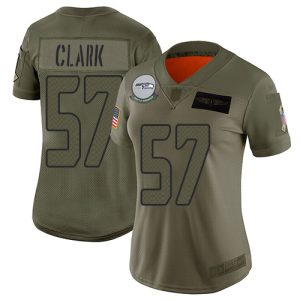 Seahawks #57 Frank Clark Camo Women's Stitched NFL Limited 2019 Salute To Service Jersey