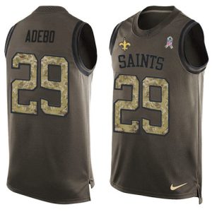 saints #29 paulson adebo green men's stitched nfl limited salute to service tank top elite jersey