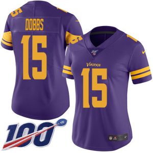 Vikings #15 Josh Dobbs Purple Women's Stitched NFL Limited Rush 100th Season Jersey