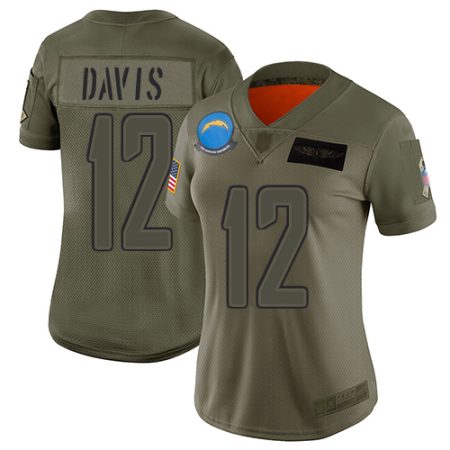 chargers #12 derius davis camo women's stitched nfl limited 2019 salute to service cheap jersey