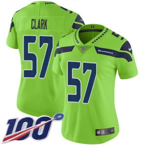 Seahawks #57 Frank Clark Green Women's Stitched NFL Limited Rush 100th Season Jersey