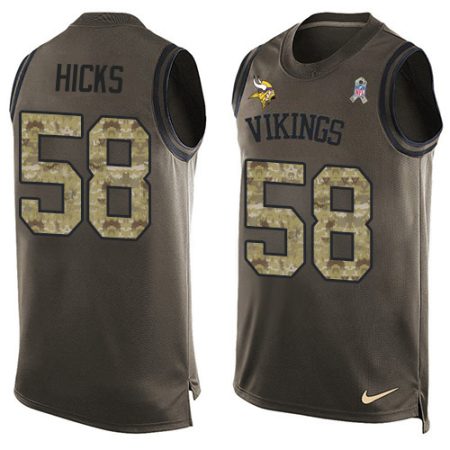 cheap Vikings #58 Jordan Hicks Green Men's Stitched NFL Limited Salute To Service Tank Top Jersey