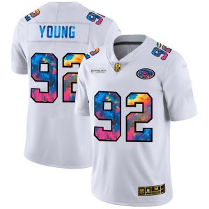 San Francisco 49ers #92 Chase Young Men's White Multi-Color 2020 NFL Crucial Catch Limited NFL Jersey