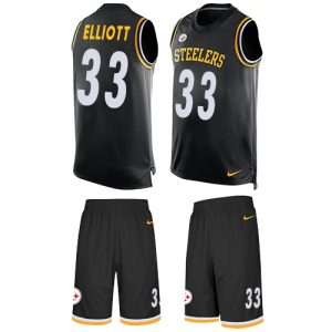 steelers #33 jalen elliott black team color men's stitched nfl limited tank top suit cheap jersey