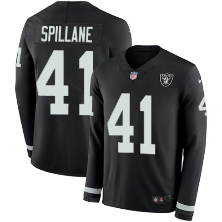 raiders #41 robert spillane black team color men's stitched nfl limited therma long sleeve cheap jersey