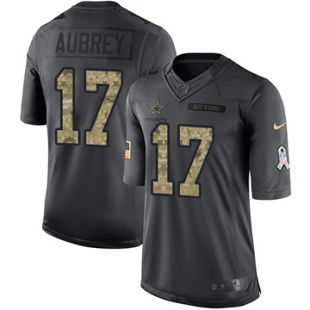 wholesale Cowboys #17 Brandon Aubrey Black Men's Stitched NFL Limited 2016 Salute to Service Jersey