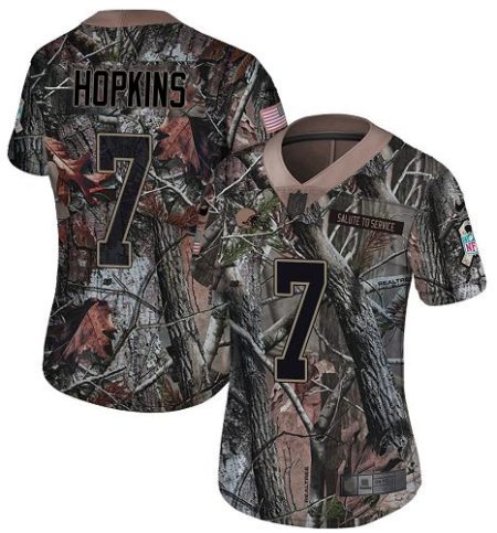 Browns #7 Dustin Hopkins Camo Women's Stitched NFL Limited Rush Realtree Jersey